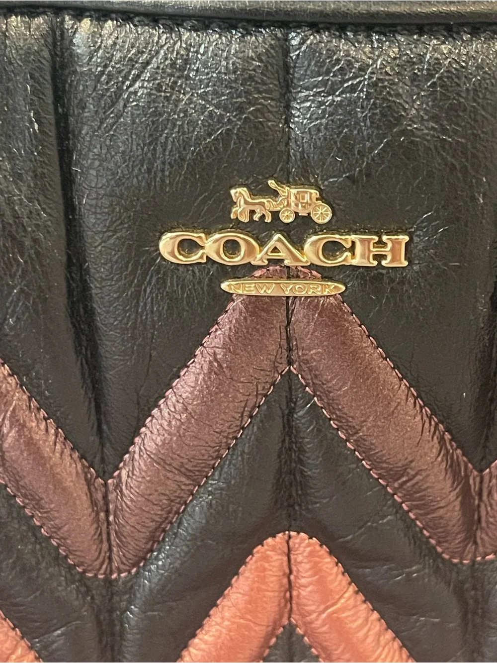 Coach Mini Sage Metallic Chevron Quilted Leather Satchel, Black Multi, F37372